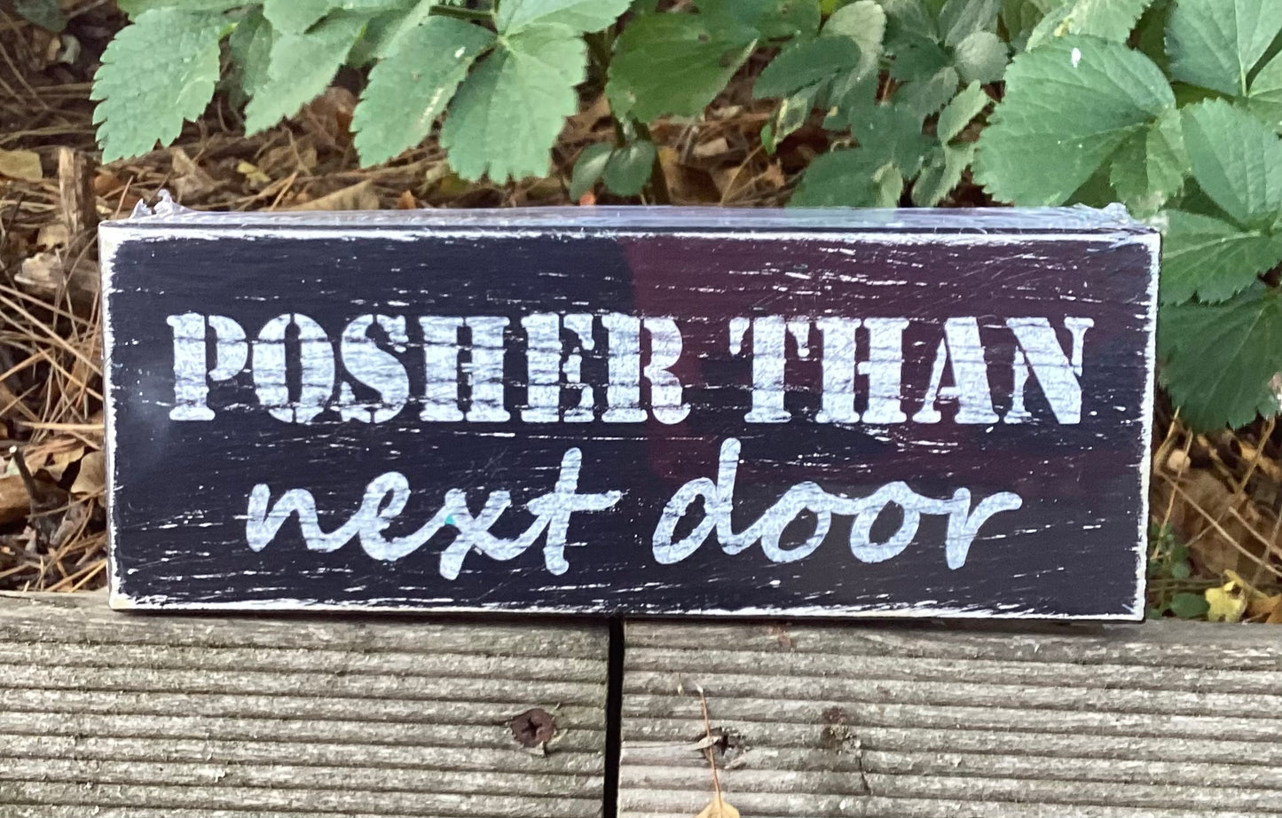 Posher Than Next Door Hand-Painted Wooden Sign