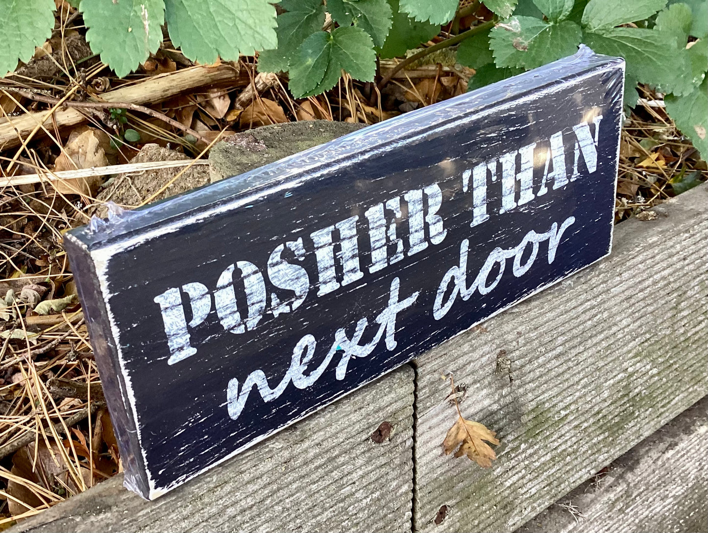 Posher Than Next Door Hand-Painted Wooden Sign